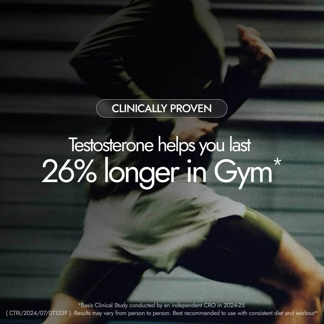 Kapiva Shilajit Gold Resin clinically proven to help last 26% longer in gym with testosterone support, man running